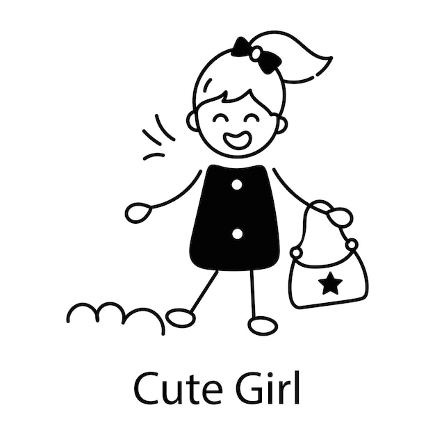 Aquí hay un icono de un dibujo de una chica linda