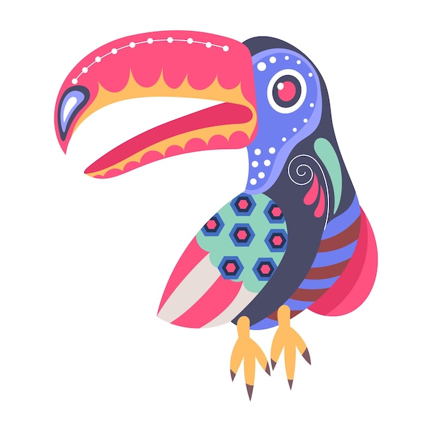 Aquí hay un ícono plano del pájaro tucán.