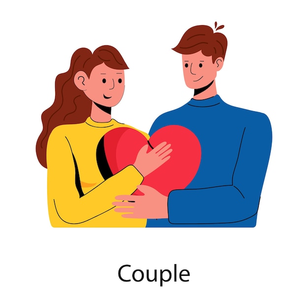 Aquí hay un icono plano que representa a una pareja romántica