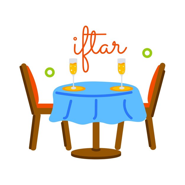 Aquí hay una pegatina plana de la mesa de iftar