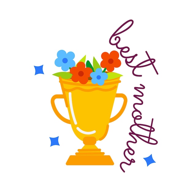 Aquí hay una pegatina del trofeo de la mejor madre.