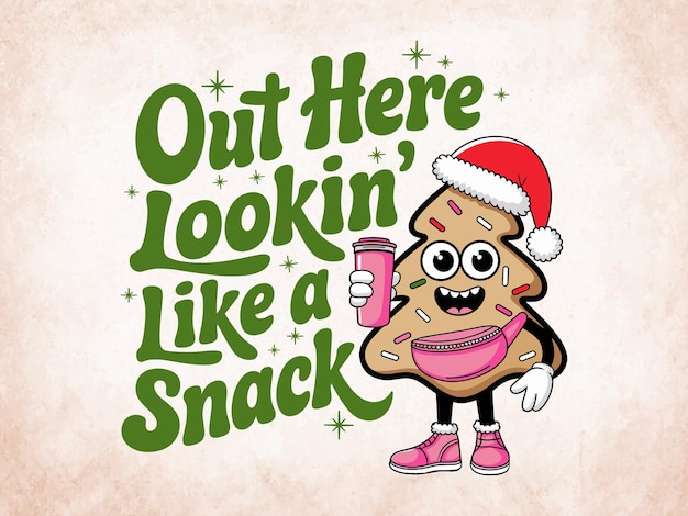 Aquí se ve como un bocadillo de Navidad galleta de diseño camiseta de fondo blanco