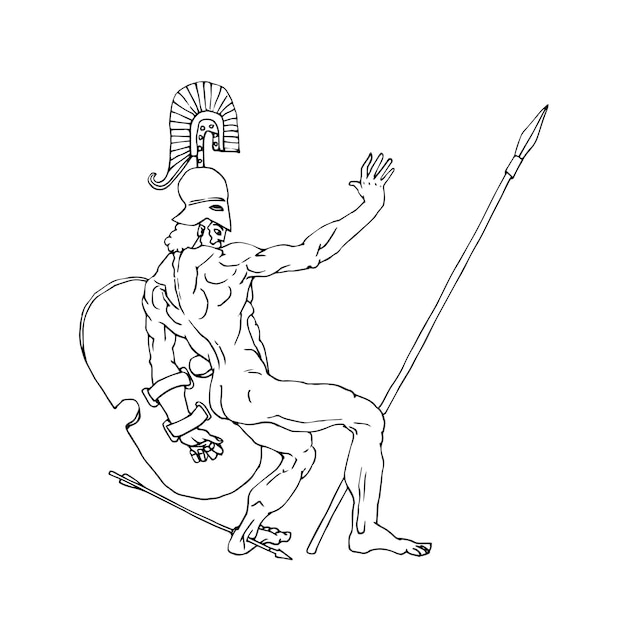 Aquiles, herido de flecha en el talón. Un antiguo héroe griego.