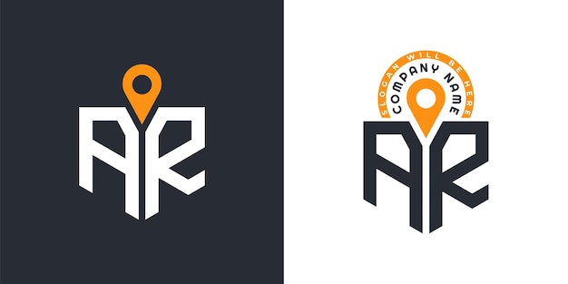 AR Location Logo Bundle Letter AR Logo Dual Vector Icons para el reclutamiento y la navegación