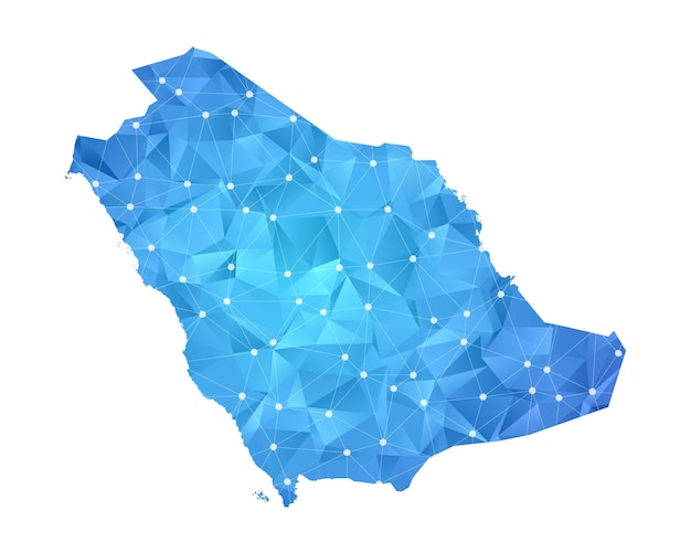 Arabia Saudita mapa línea puntos poligonal abstracto geométrico.