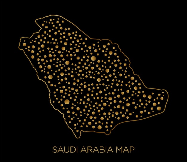 Arabia Saudita mapa lleno de círculos de oro ilustración vectorial