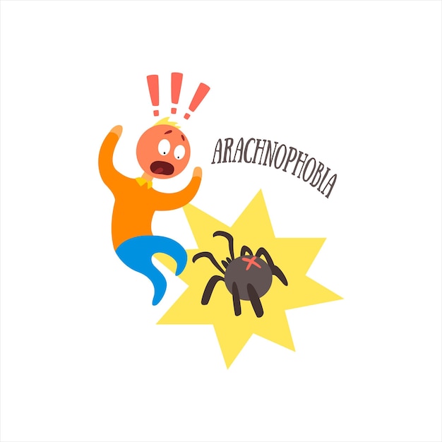 Vector aracnophobia diseño simplificado ilustración vectorial plana sobre fondo blanco