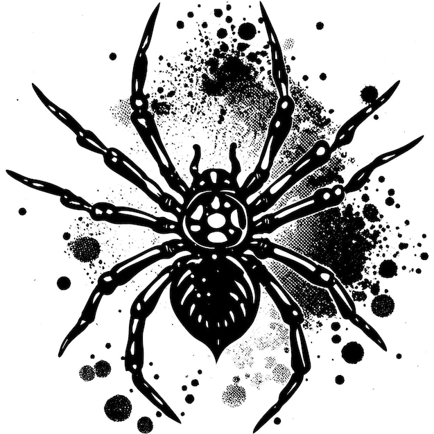 una araña con una cara negra y un fondo negro con una araña en él