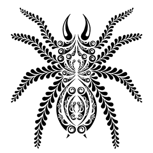 Araña decorativa de vector. imagen gráfica de estilo tatuaje