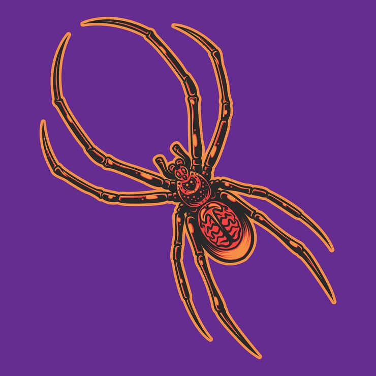 Araña roja aislada sobre fondo púrpura