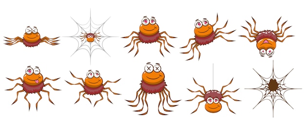 Araña vector set diseño de imágenes prediseñadas