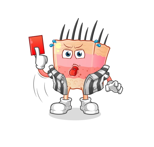 Árbitro de estructura de piel con vector de caracteres de ilustración de tarjeta roja