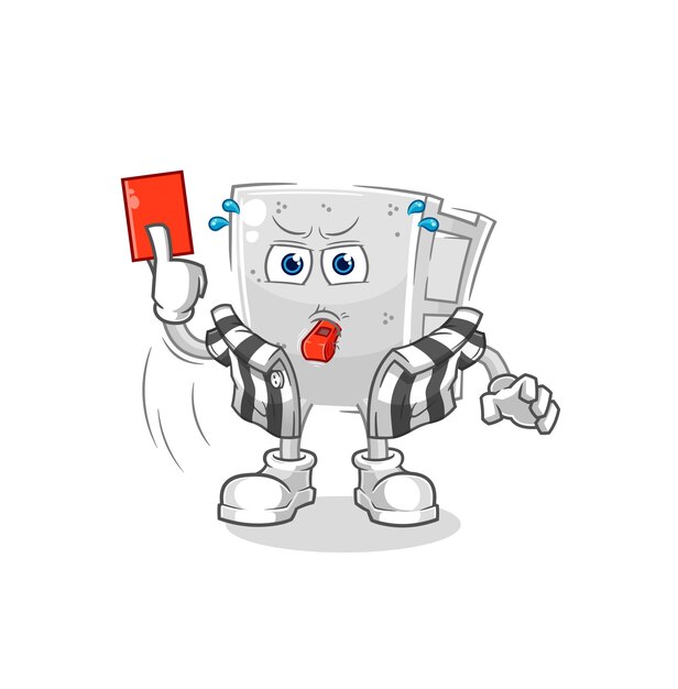 Árbitro de ladrillo de hormigón con vector de caracteres de ilustración de tarjeta roja