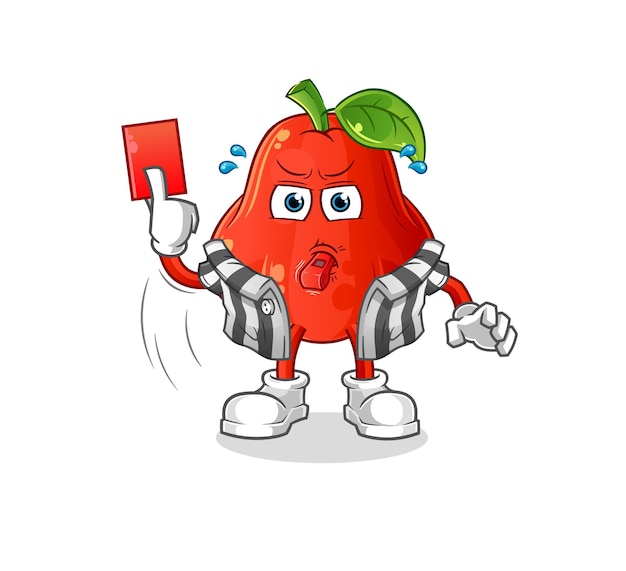 Árbitro de manzana de agua con vector de caracteres de ilustración de tarjeta roja