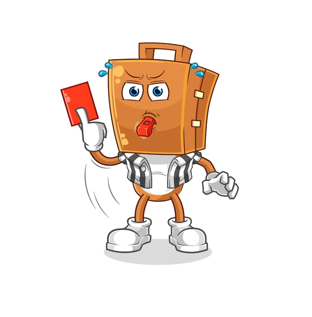 Árbitro principal de maleta con vector de caracteres de ilustración de tarjeta roja