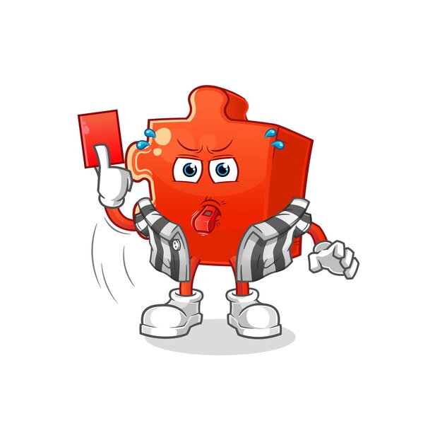 Árbitro de rompecabezas con carácter de ilustración de tarjeta roja vectorxA