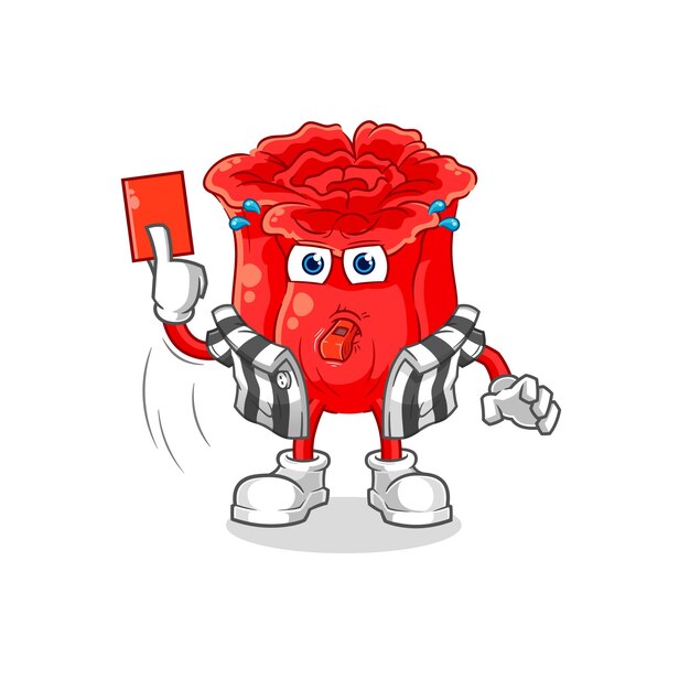 Árbitro rosa con vector de caracteres de ilustración de tarjeta roja