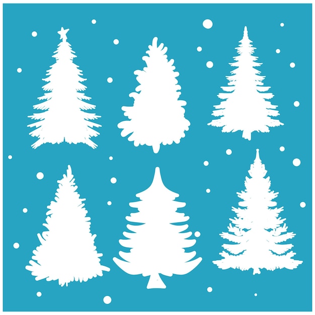 Árbol de abeto de Navidad con dibujos y dibujos de línea