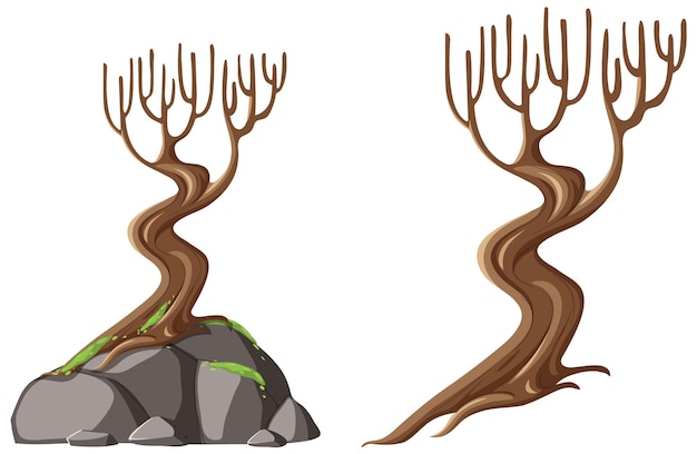 Vector Árbol aislado sin hojas de dibujos animados