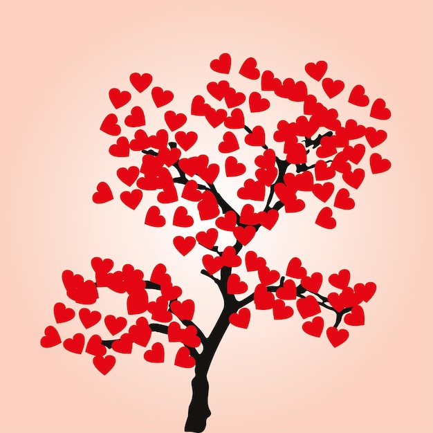 Árbol de amor sobre fondo blanco, ilustración.