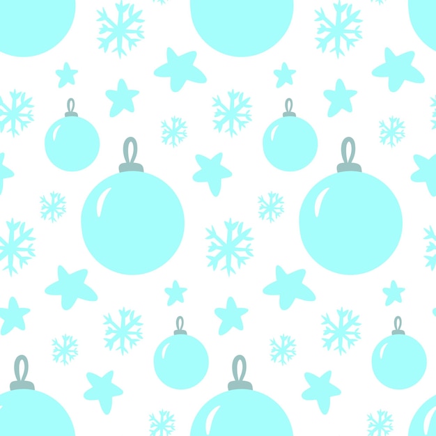 Árbol de año nuevo azul juguetes de patrones sin fisuras. Vector plano repetición de impresión de Navidad. Diseño de vacaciones de invierno sobre fondo blanco.