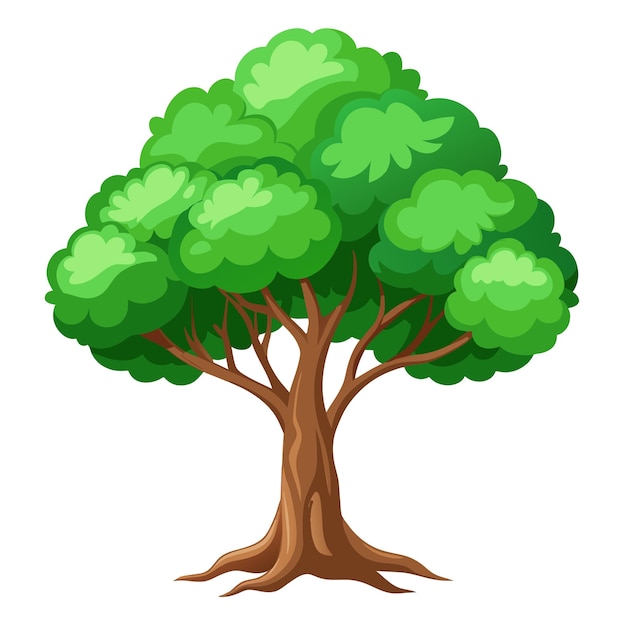 un árbol con un árbol verde en él y un dibujo de un árbol en la parte superior