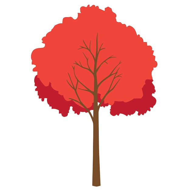Árbol de arce rojo en el icono plano de color de otoño