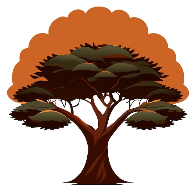 Árbol baobab aislado ilustración vectorial digital detallada