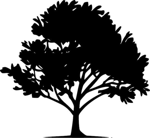 Árbol blanco y negro icono aislado ilustración vectorial