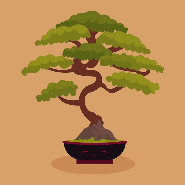 un árbol de bonsai con fondo marrón y un fondo marrón