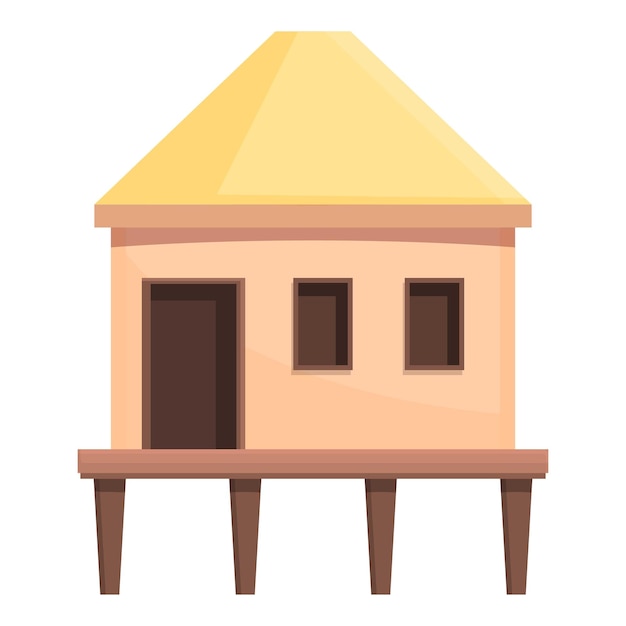 Árbol bungalow icono dibujos animados vector mar villa casa isla