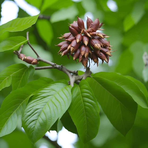 Un árbol con un capullo que tiene la palabra nuez en él