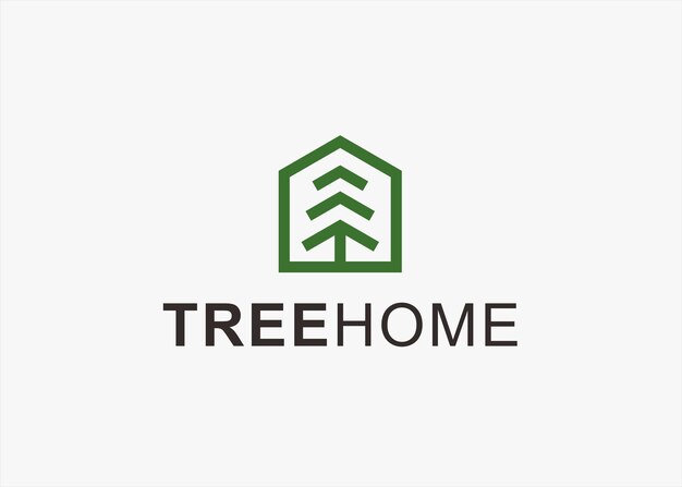 árbol casa logo diseño vector silueta ilustración