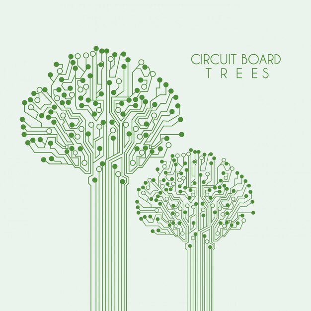 árbol de circuito sobre fondo verde ilustración vectorial