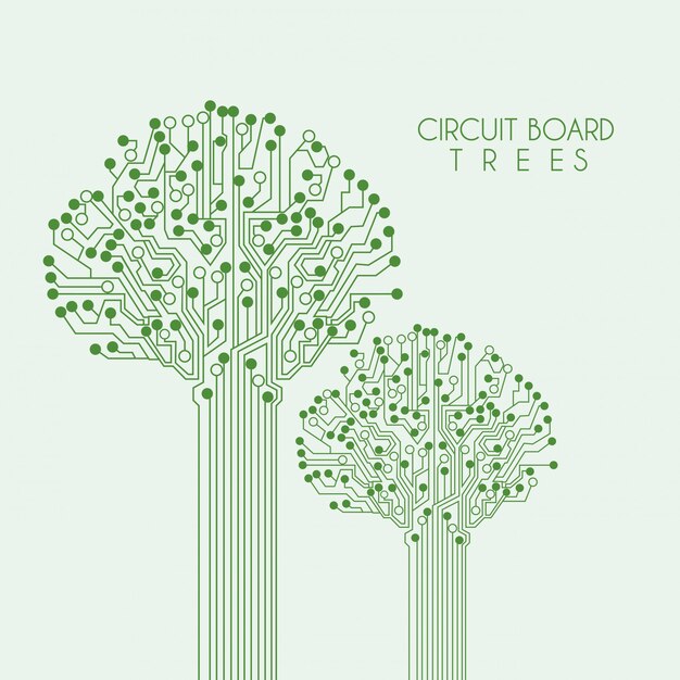 Árbol de circuito sobre fondo verde ilustración vectorial