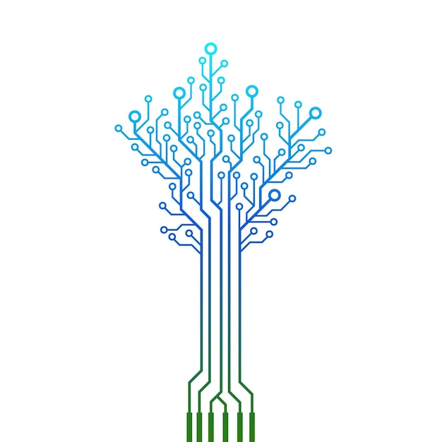 Árbol de circuitos abstracto en fondo blanco Diseño tecnológico Sistema de hardware de ingeniería informática