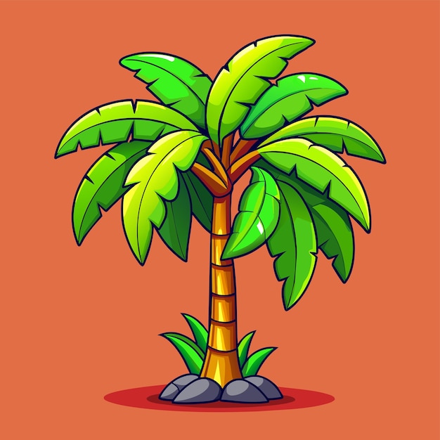 Árbol de coco con hojas maduras ilustración vectorial 3d