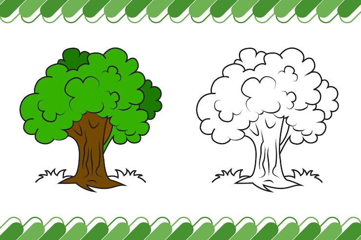 Vector árbol para colorear página para libros para colorear