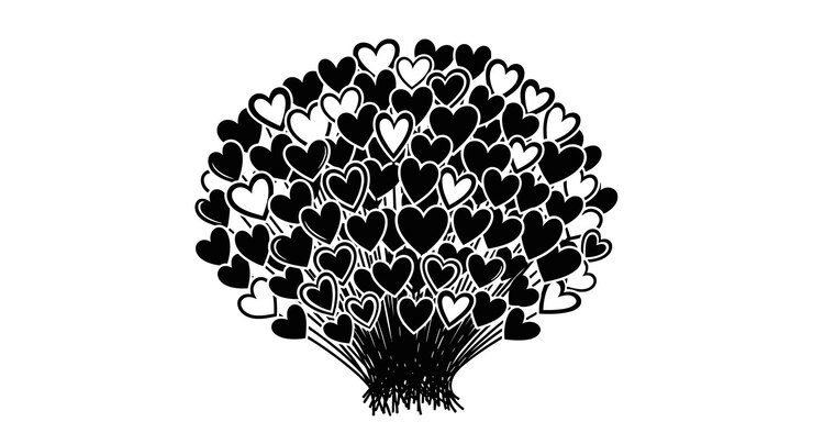 Un árbol compuesto de corazones que simbolizan el amor y la conexión