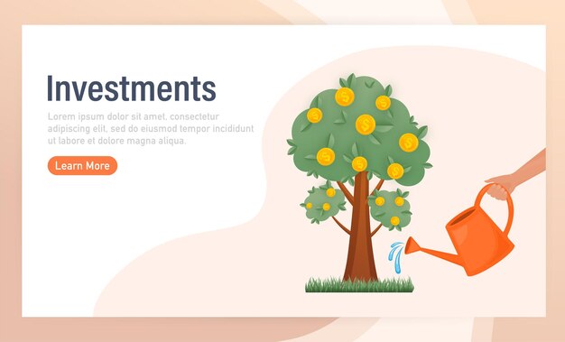 Árbol en crecimiento con monedas Ilustración de vector plano de beneficio de inversión empresarial Ilustración vectorial