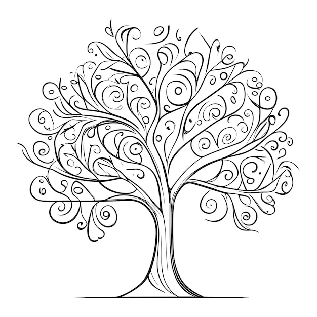 Árbol dibujado a mano de vector libre