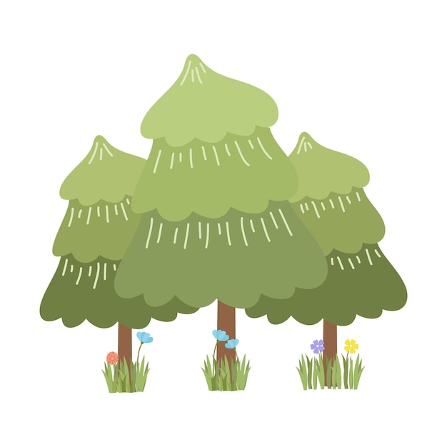 Árbol de dibujos animados aislado en un fondo blanco Ilustración de árboles dibujados a mano simple y lindo