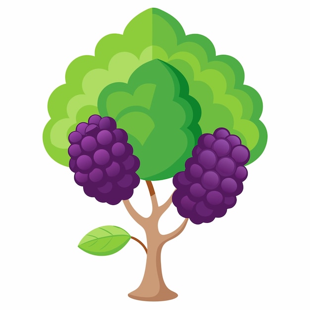 Un árbol de dibujos animados con dos racimos de bayas púrpuras