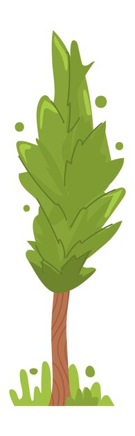 Árbol de dibujos animados con hojas verdes. Linda planta de parque jardín aislado sobre fondo blanco.