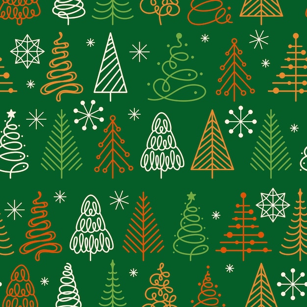 Árbol de dibujos de Navidad Año nuevo patrón sin costuras xmas símbolo tradicional sin límites repetición diseño de noel