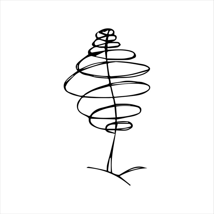 Vector árbol de esbozo de garabato dibujado a mano