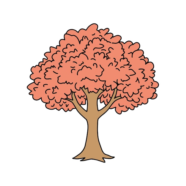 Árbol en estilo doodle Vector aislado en fondo blanco