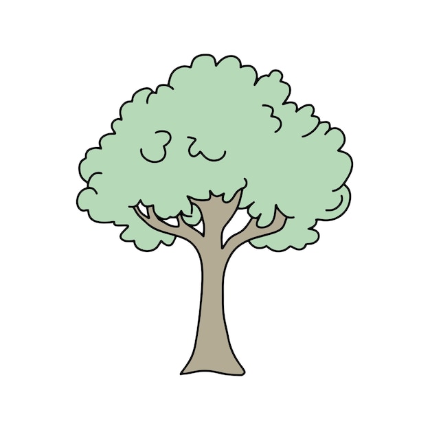 Árbol en estilo doodle Vector aislado en fondo blanco