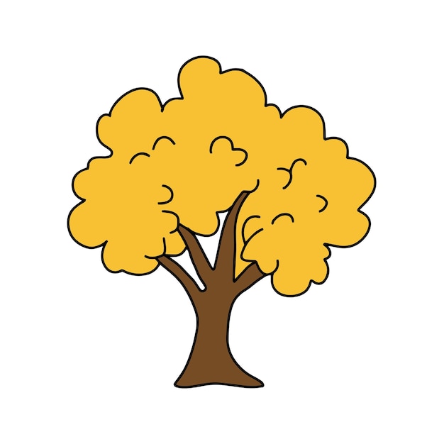 Árbol en estilo doodle Vector aislado en fondo blanco