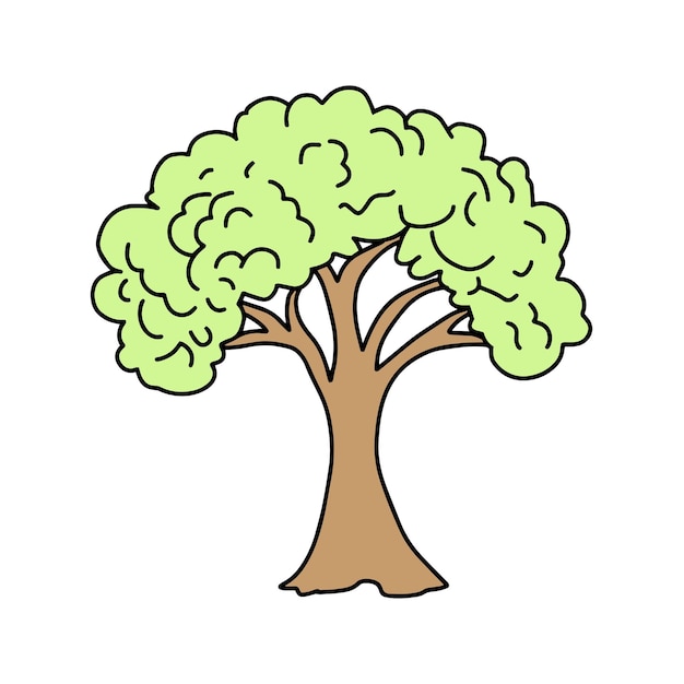 Árbol en estilo doodle Vector aislado en fondo blanco